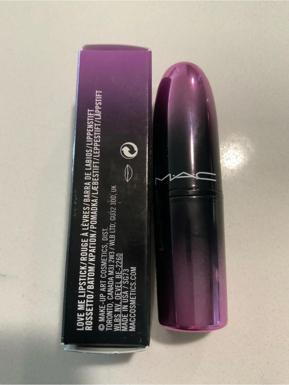 MAC Cosmetics Love Me Lipstick 413 Let Them Eat Cake! - Violet New in Box.